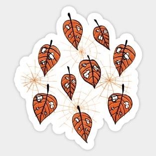 Autumn Leaves With Holes And Spiderwebs Sticker